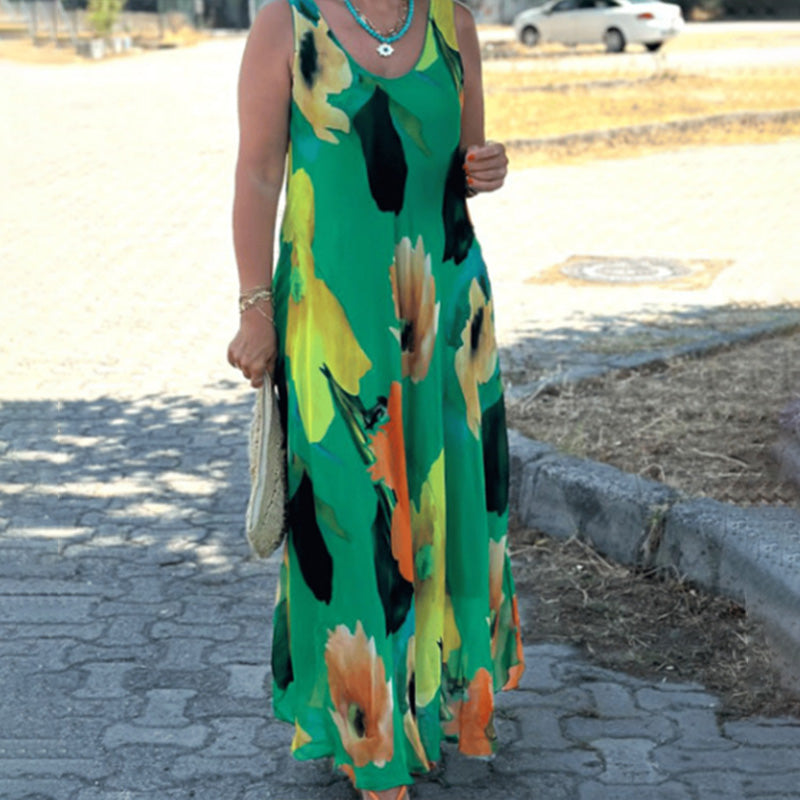 Marjo | Floral Print Sleeveless Maxi Dress