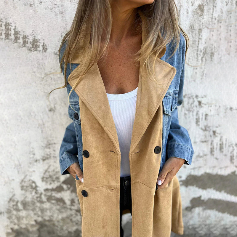 Mascha | Mid Length Contrast Panel Trench Coat