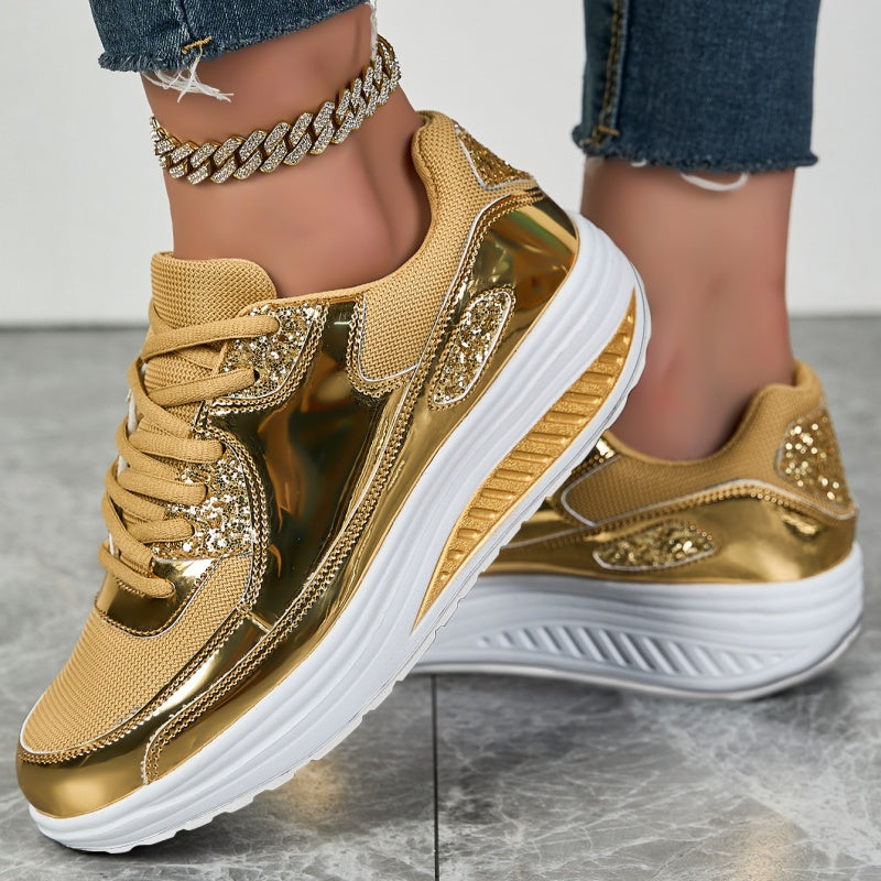Darina | Casual Platform Sneakers Metallic Panel Detail