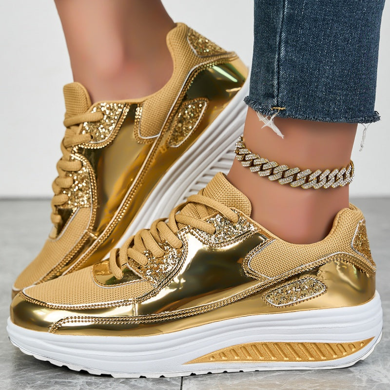 Darina | Casual Platform Sneakers Metallic Panel Detail