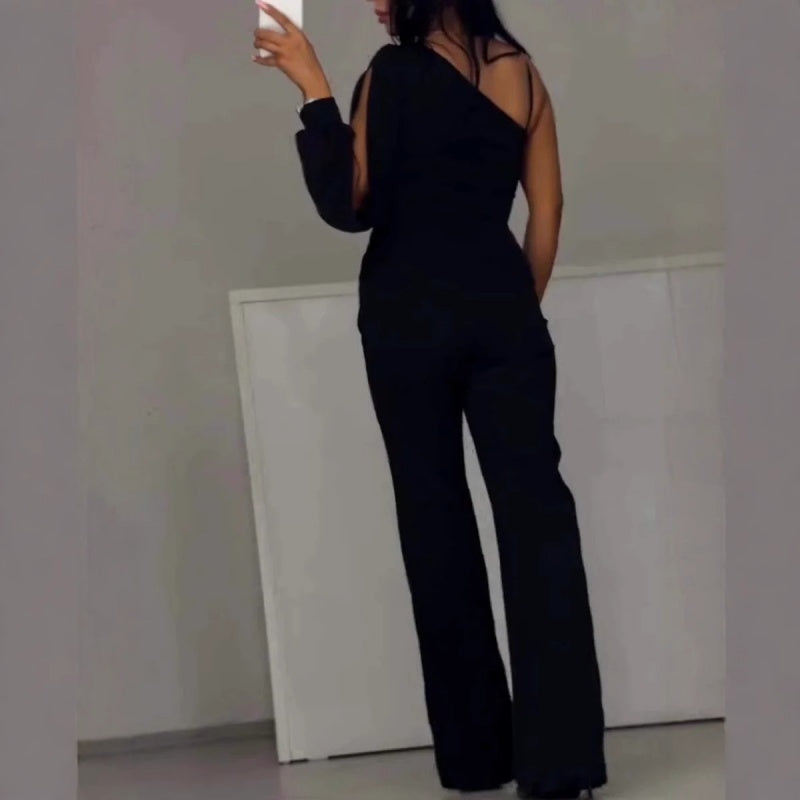 Azlina | One Shoulder Split Leg Jumpsuit