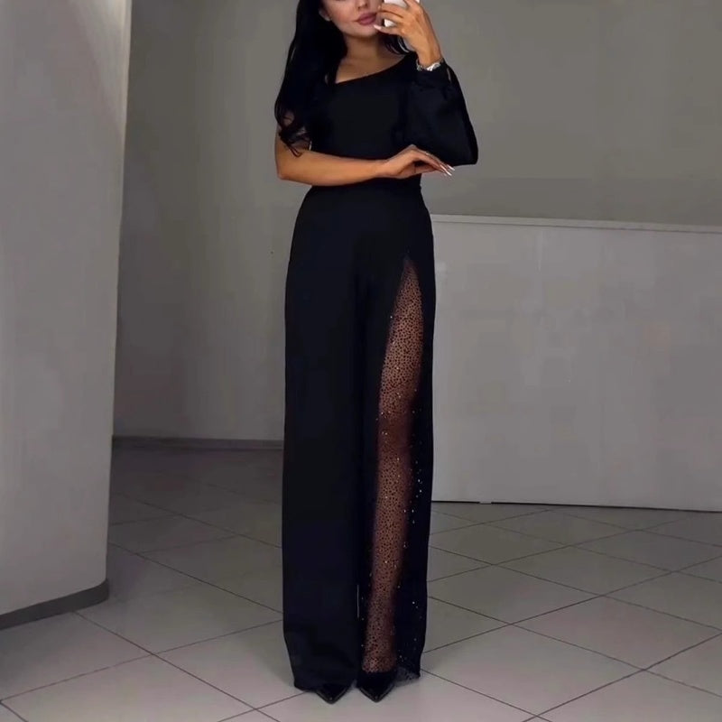 Azlina | One Shoulder Split Leg Jumpsuit