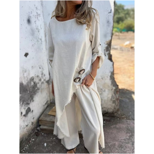 Tilda | Asymmetric Loose Fit Wide Leg Trouser Set