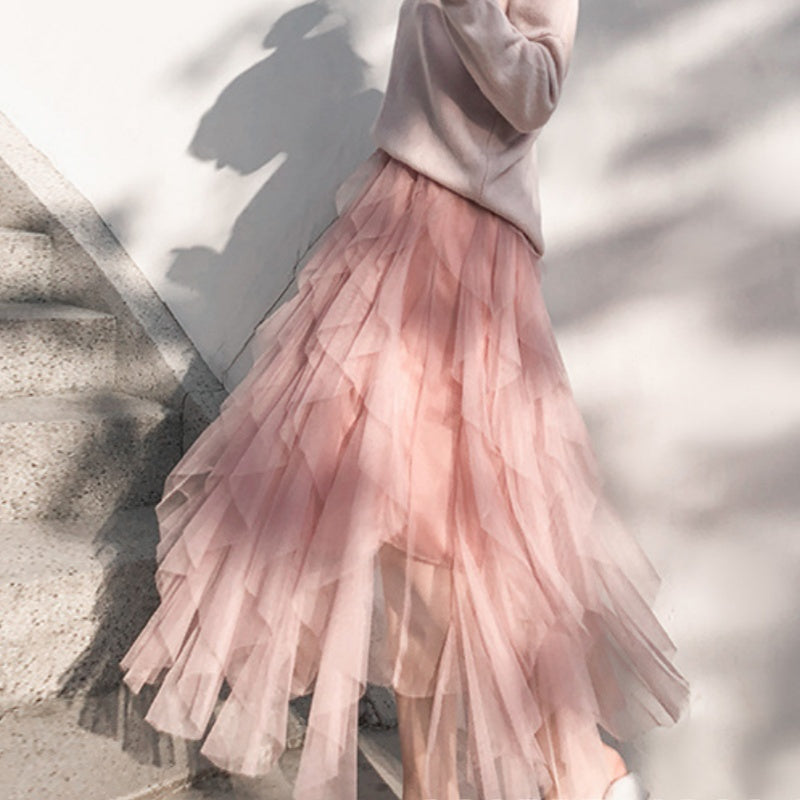 Nadeene | Layered Mesh Midi Tulle Skirt