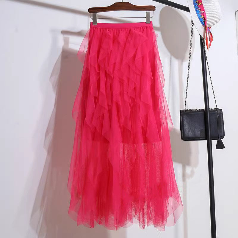 Nadeene | Layered Mesh Midi Tulle Skirt