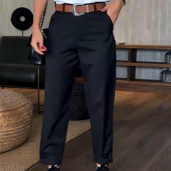 Angelina | Straight Leg Pinstripe Ankle Trousers