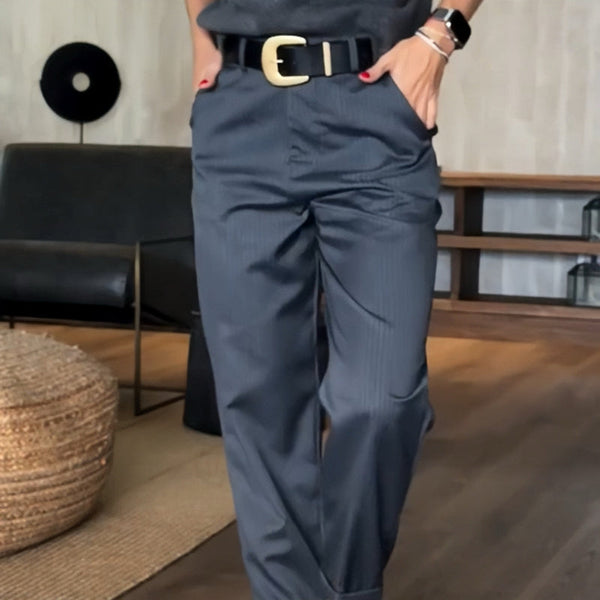 Angelina | Straight Leg Pinstripe Ankle Trousers