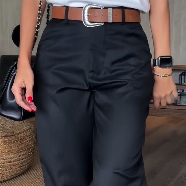Angelina | Straight Leg Pinstripe Ankle Trousers