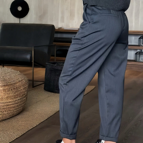Angelina | Straight Leg Pinstripe Ankle Trousers