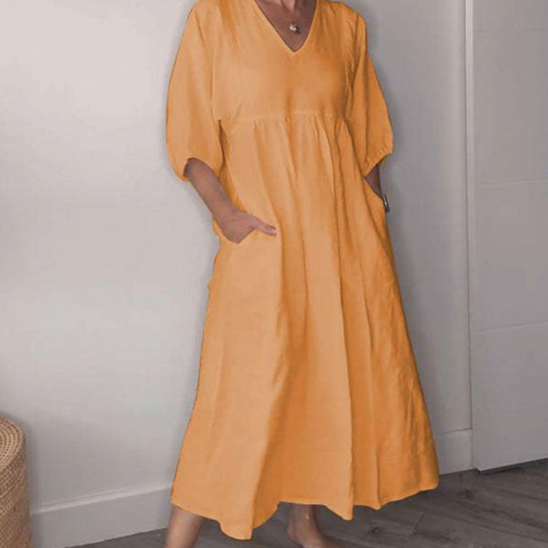 Shantel | V Neck Midi Dress With Pockets