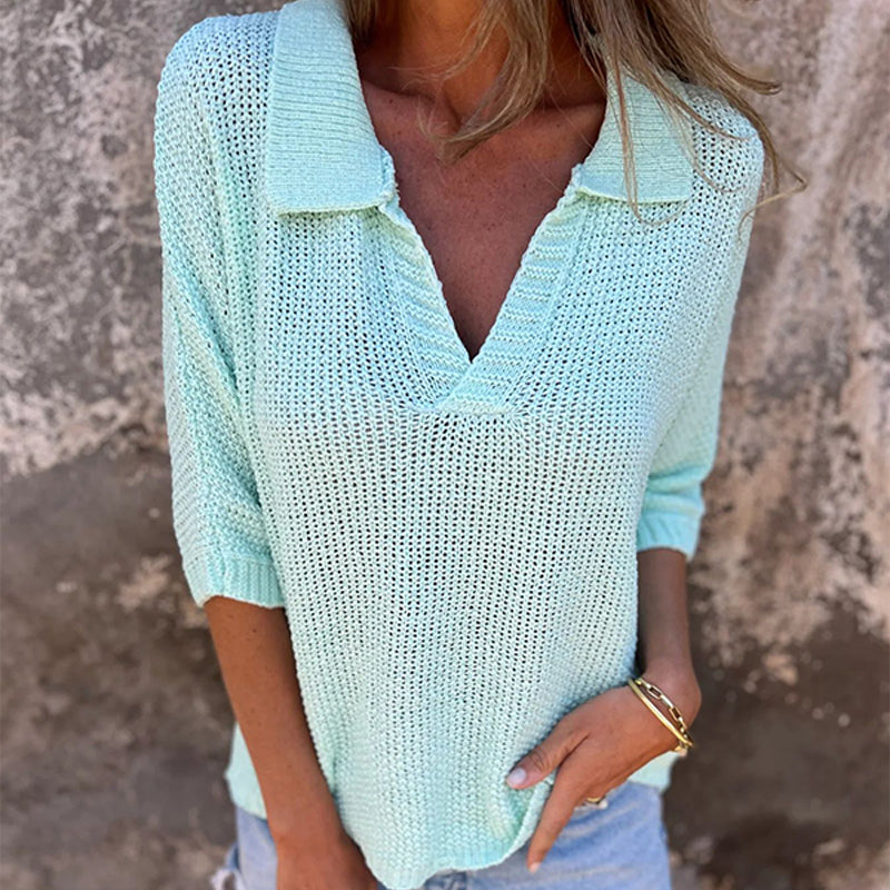 Fioara | Knit Polo Neck Relaxed Fit Top