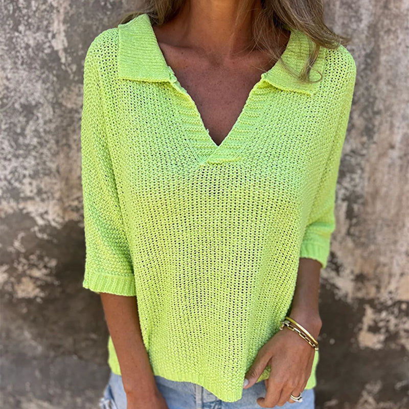 Fioara | Knit Polo Neck Relaxed Fit Top
