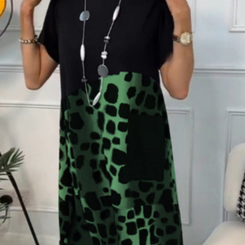 Hansine | Printed Pocket Midi T Shirt Dress