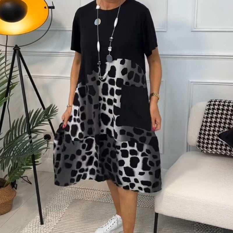 Hansine | Printed Pocket Midi T Shirt Dress