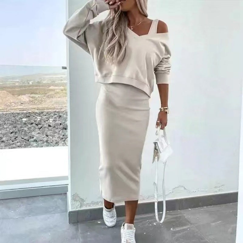 Lucile | Long Sleeve Off-Shoulder Two Piece Set
