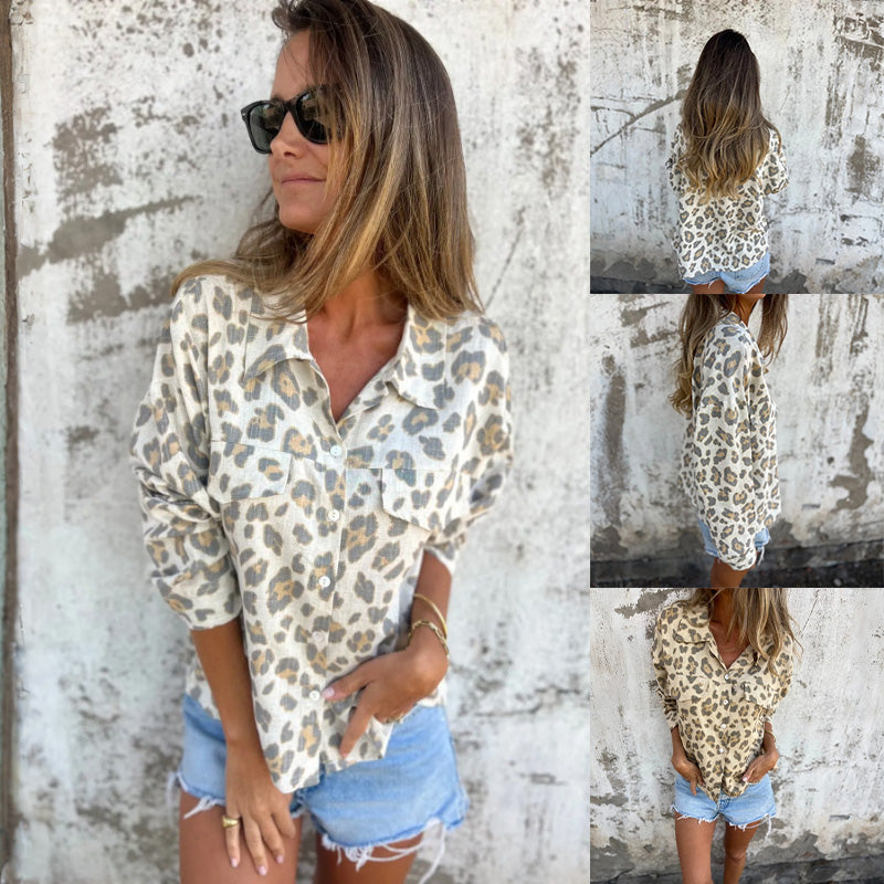 Leely | Leopard Print Long Sleeve Shirt