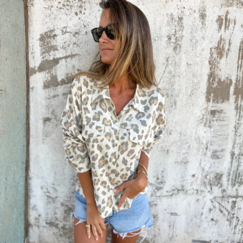 Leely | Leopard Print Long Sleeve Shirt