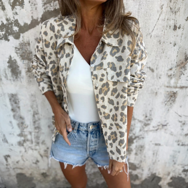 Leely | Leopard Print Long Sleeve Shirt