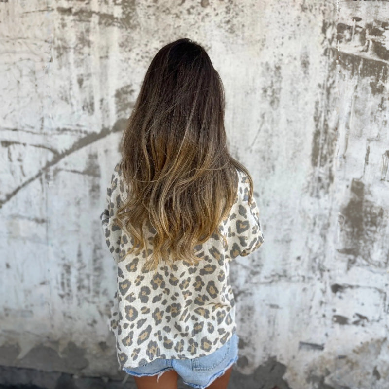 Leely | Leopard Print Long Sleeve Shirt