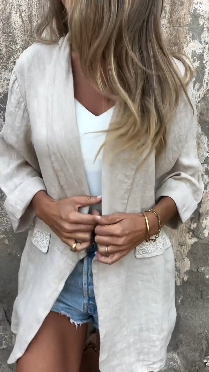Mirana | Open Front Long Sleeve Relaxed Blouse