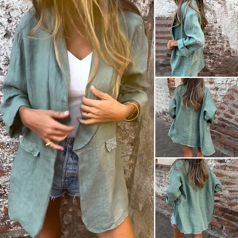 Mirana | Open Front Long Sleeve Relaxed Blouse