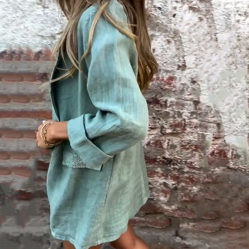 Mirana | Open Front Long Sleeve Relaxed Blouse