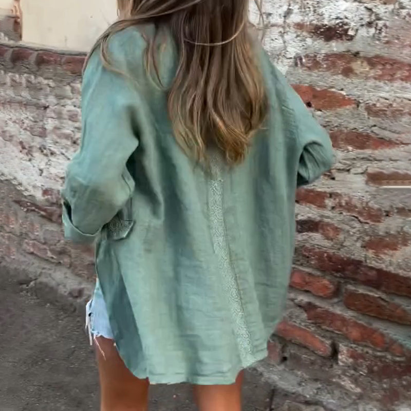 Mirana | Open Front Long Sleeve Relaxed Blouse
