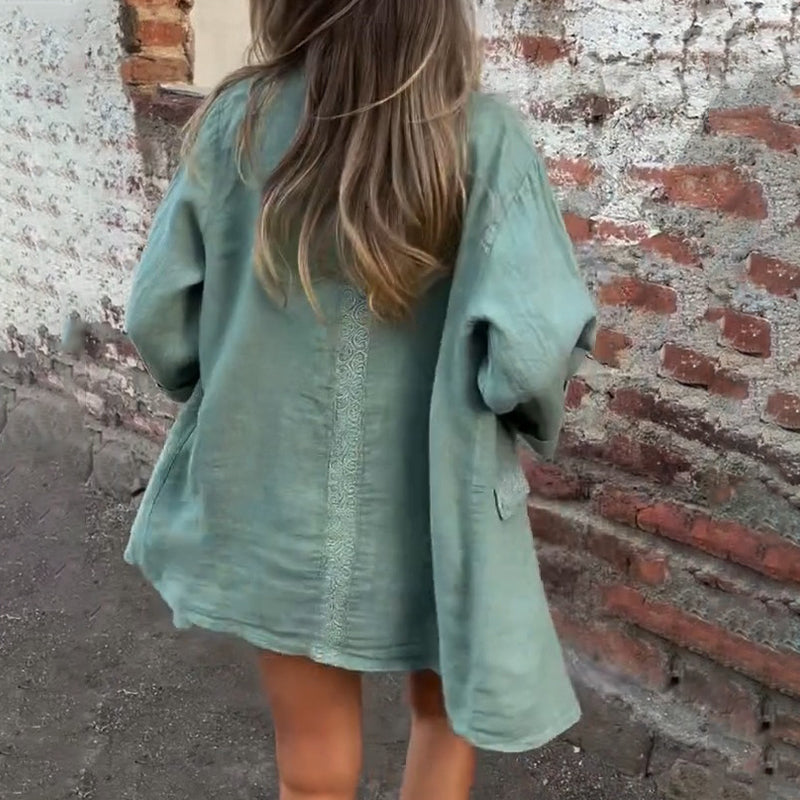 Mirana | Open Front Long Sleeve Relaxed Blouse