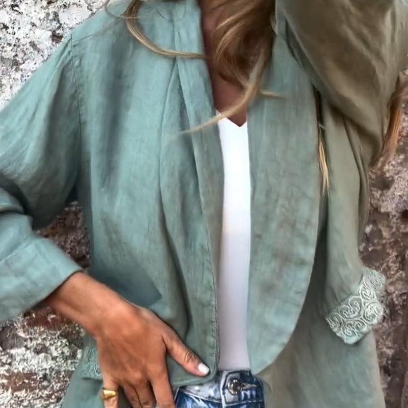 Mirana | Open Front Long Sleeve Relaxed Blouse