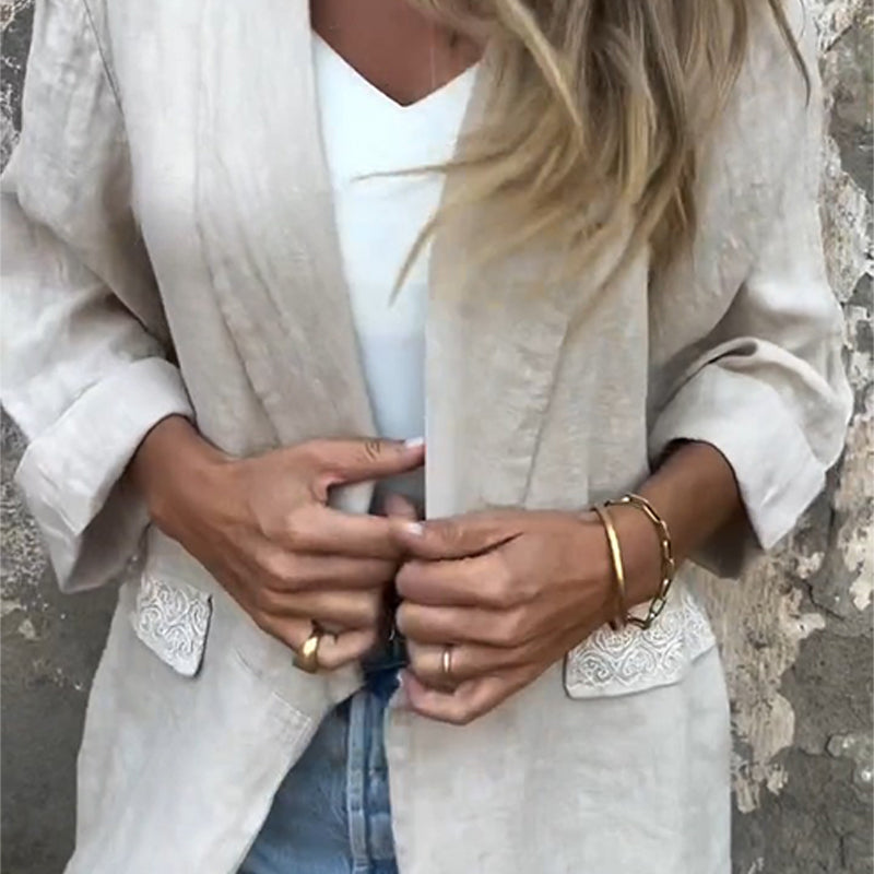 Mirana | Open Front Long Sleeve Relaxed Blouse