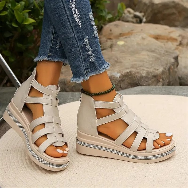 Queena | Strappy Platform Wedge Sandals