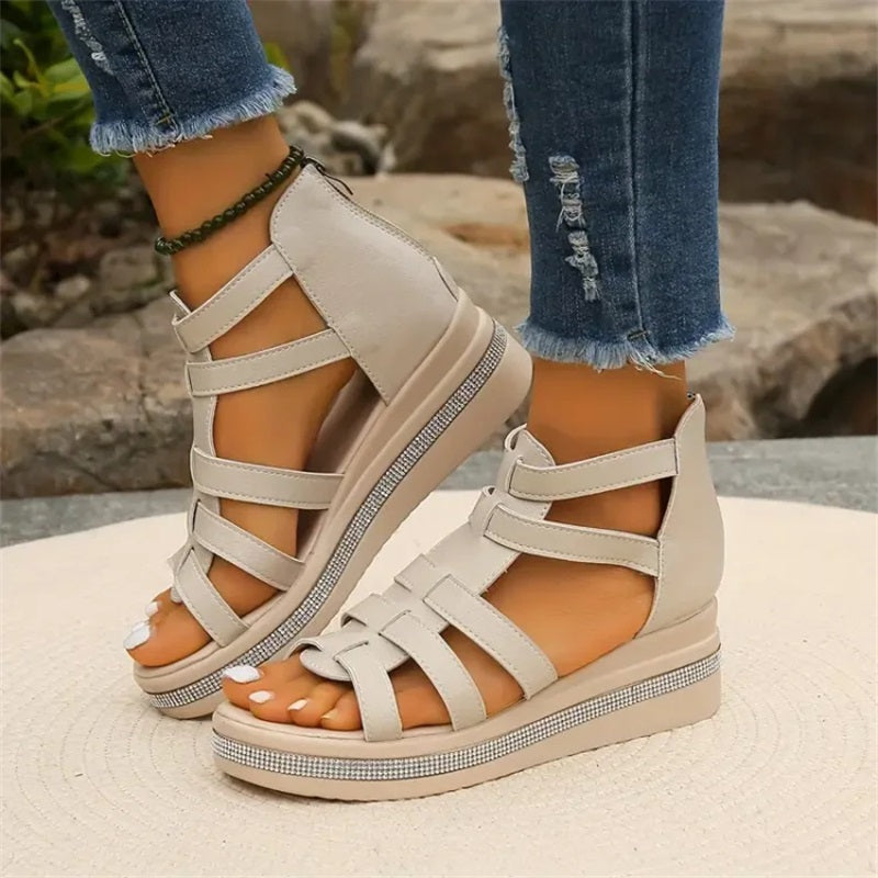 Queena | Strappy Platform Wedge Sandals