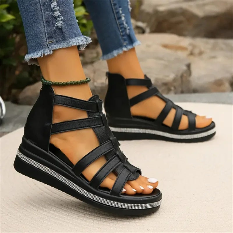 Queena | Strappy Platform Wedge Sandals