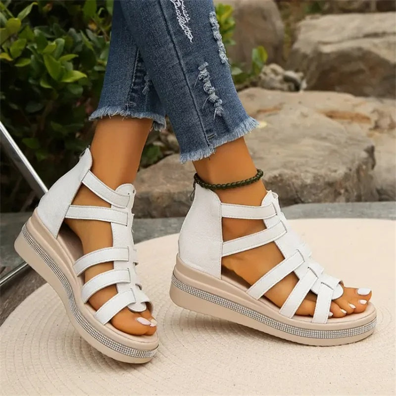 Queena | Strappy Platform Wedge Sandals