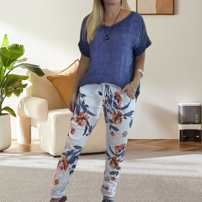 Edurne | Floral Print Lounge Trouser Set