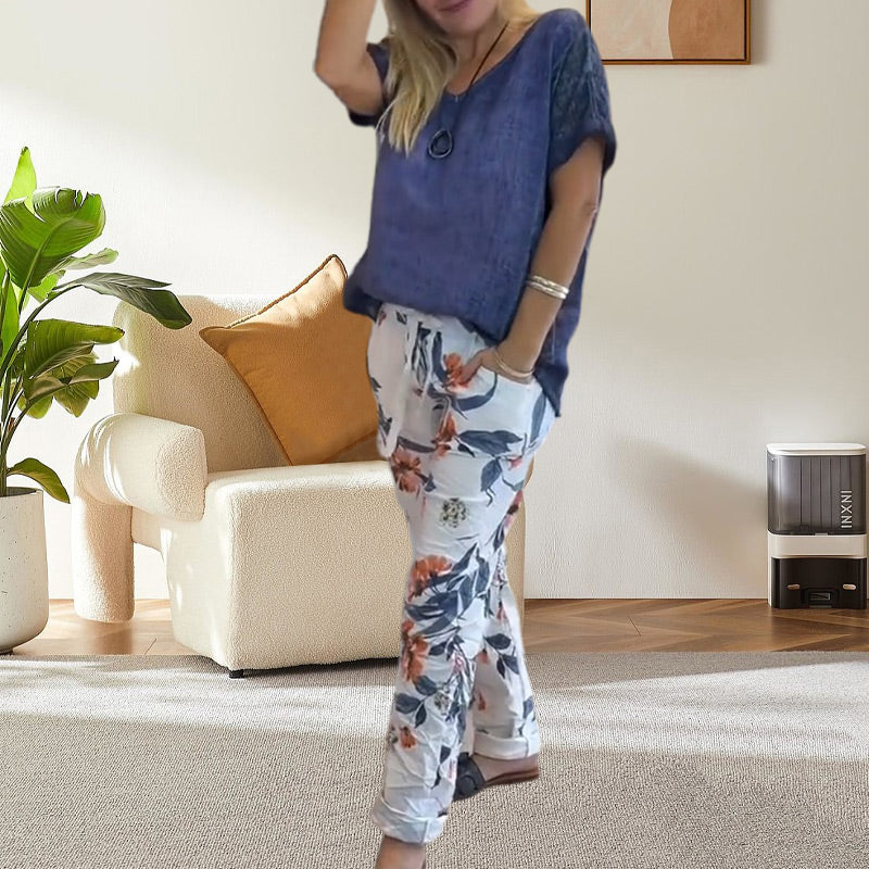 Edurne | Floral Print Lounge Trouser Set