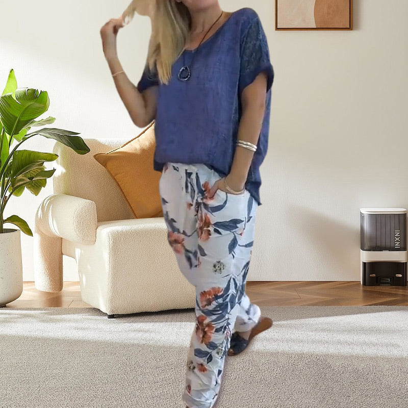 Edurne | Floral Print Lounge Trouser Set