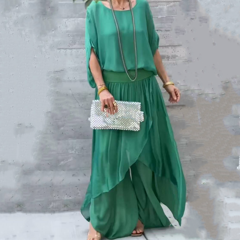 Alyson | Chiffon Layered Wide Leg Two Piece Set