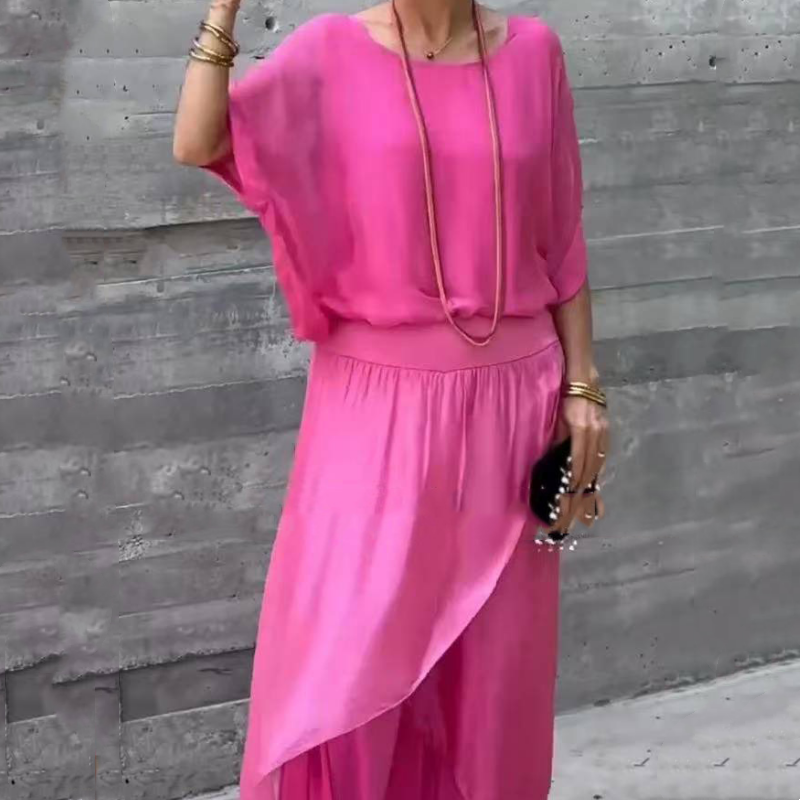 Alyson | Chiffon Layered Wide Leg Two Piece Set