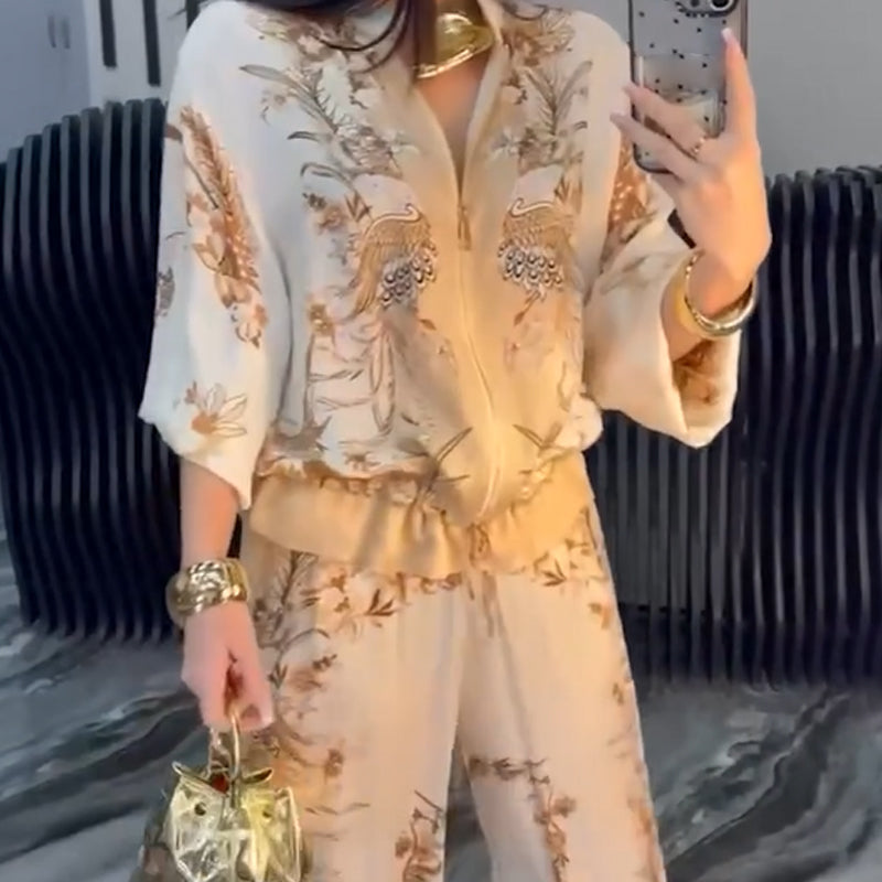 Sunmi | Floral Print Zip Front Two Piece Set