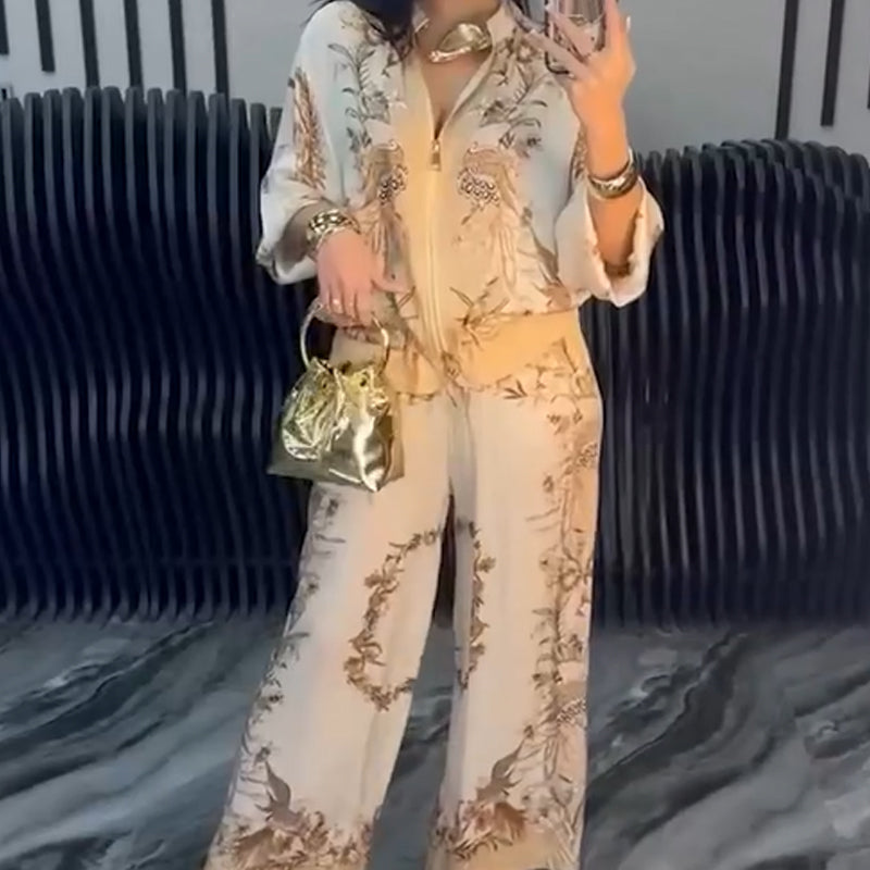 Sunmi | Floral Print Zip Front Two Piece Set