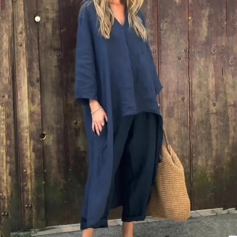 Abby | V Neck Loose Two Piece Set