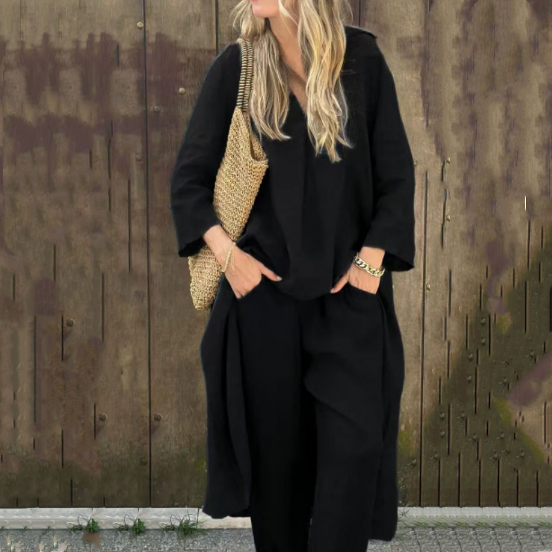 Abby | V Neck Loose Two Piece Set