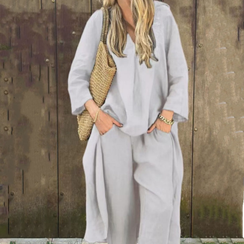 Abby | V Neck Loose Two Piece Set