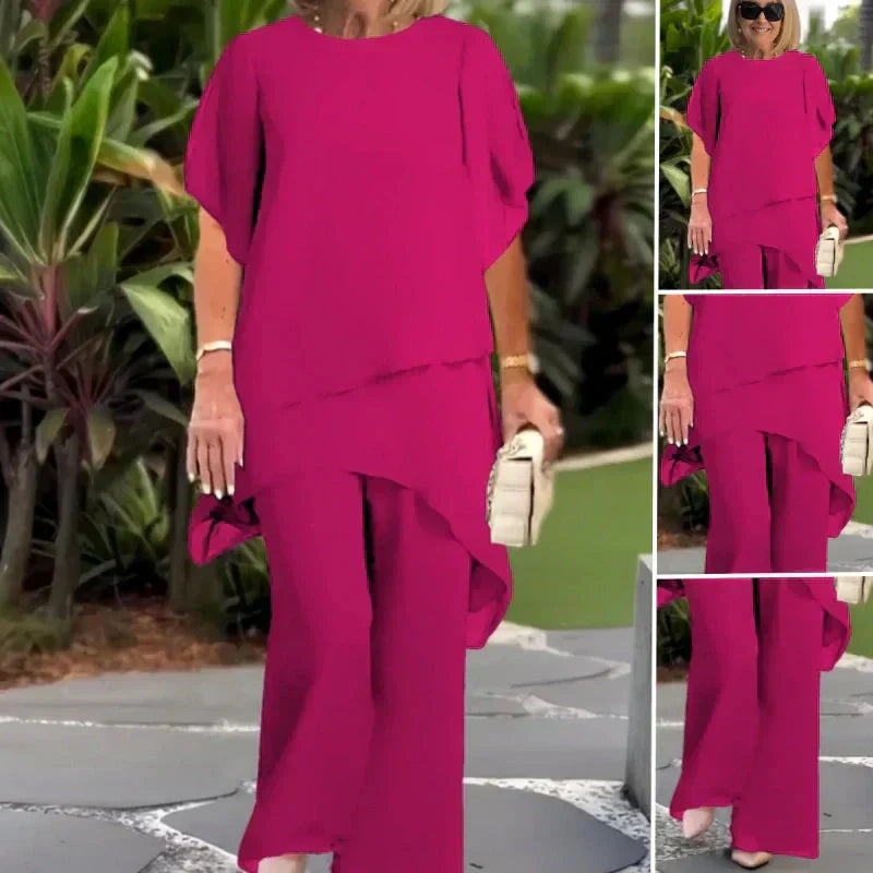 Lianah - Blouse With Wide Leg Pant Set