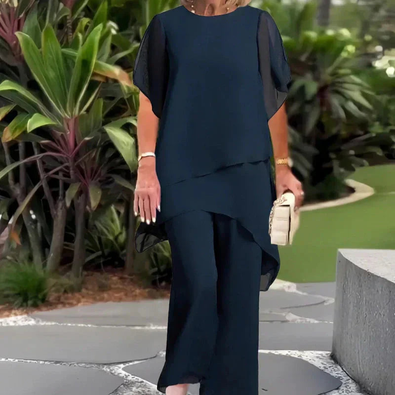 Lianah - Blouse With Wide Leg Pant Set