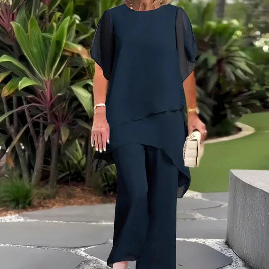 Lianah - Blouse With Wide Leg Pant Set