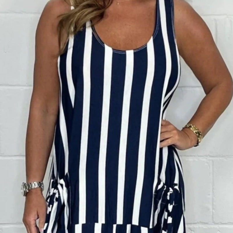 Loosey | Sleeveless Striped Oversized Pocket Maxi Dress