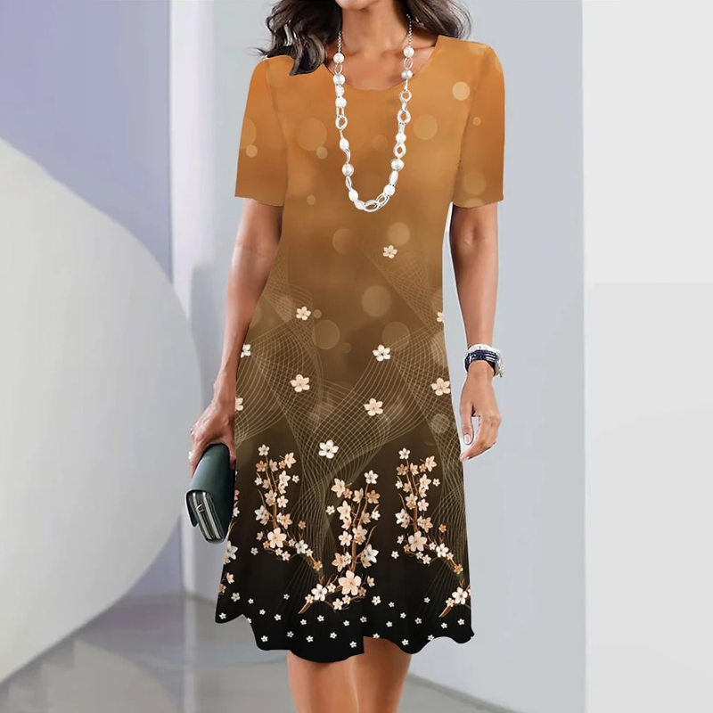 Ursulla - Floral Print Short Sleeve Midi Dress
