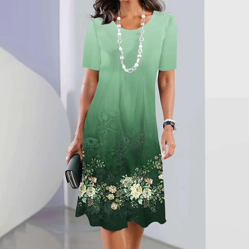 Ursulla - Floral Print Short Sleeve Midi Dress